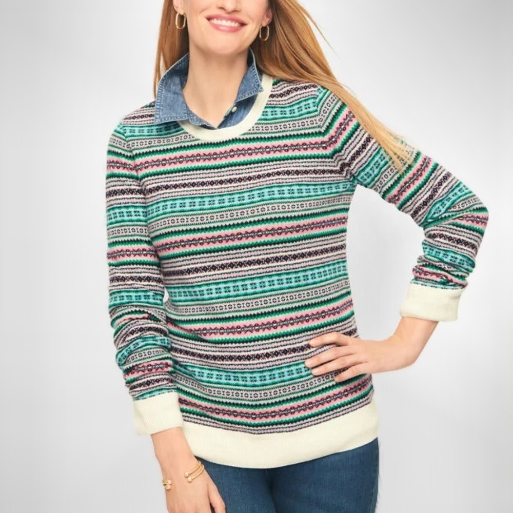 Women's Talbot's Fair Isle Crewneck Multicolor Patterned Sweater